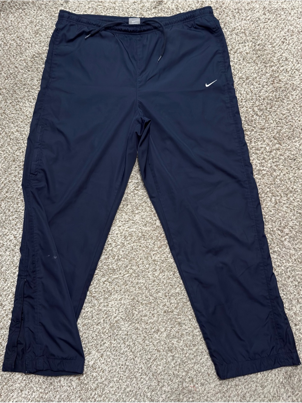 Vintage Nike Track Pants Mens Large Navy Blue Mesh Lined Windbreaker Joggers Y2K